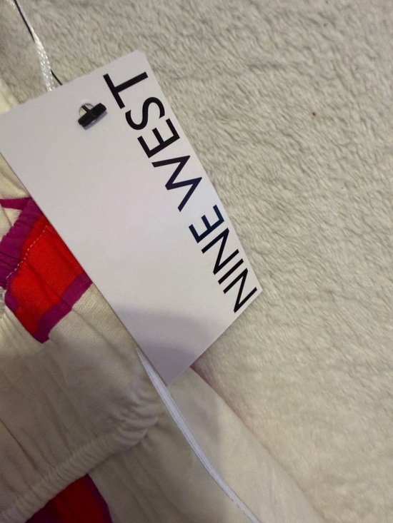 Nine West Ivory Maxi Dress with Pink & Red Leaf Pattern - Picture 2 of 4